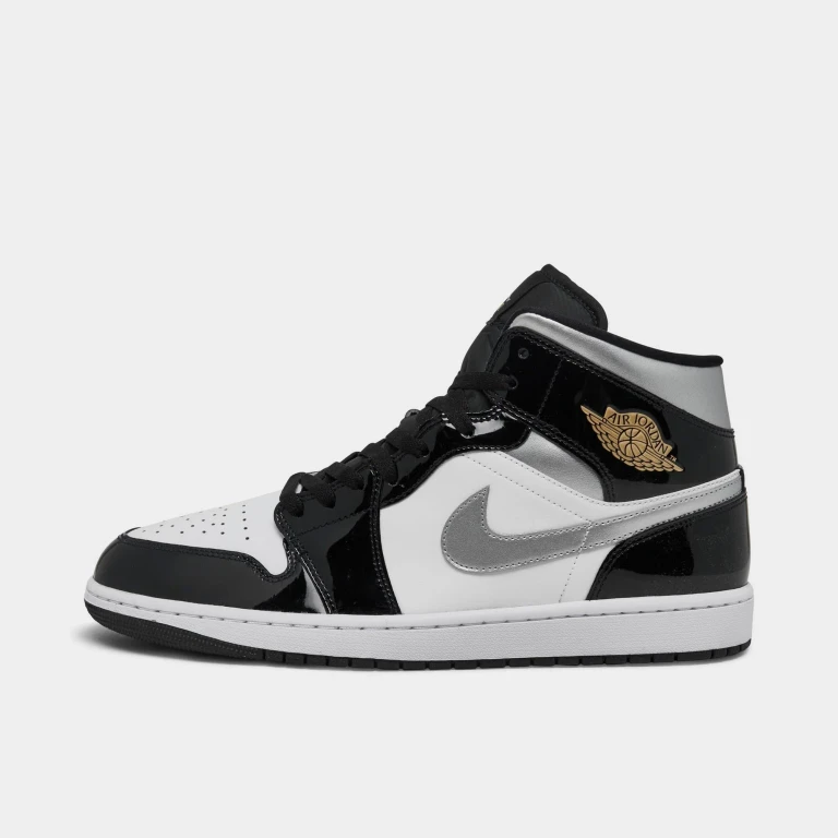 [hv0789-010] Mens Air Jordan Retro 1 Mid Se 'patent Black White'