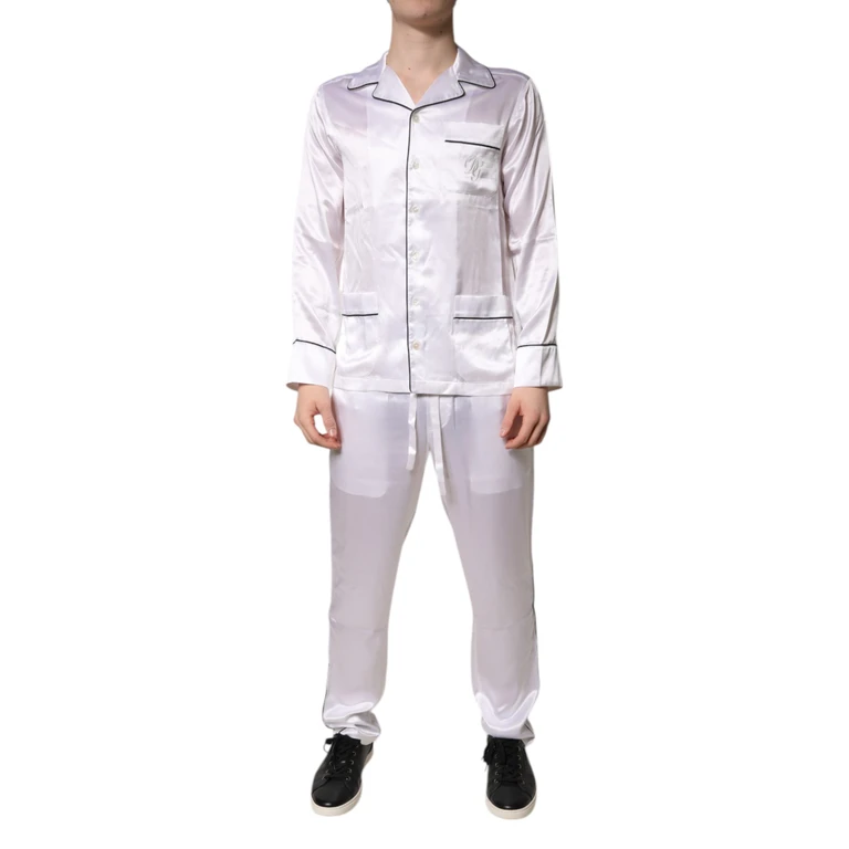 Dolce & Gabbana White Satin Silk Men Pajama Set Sleepwear Clothing - Men