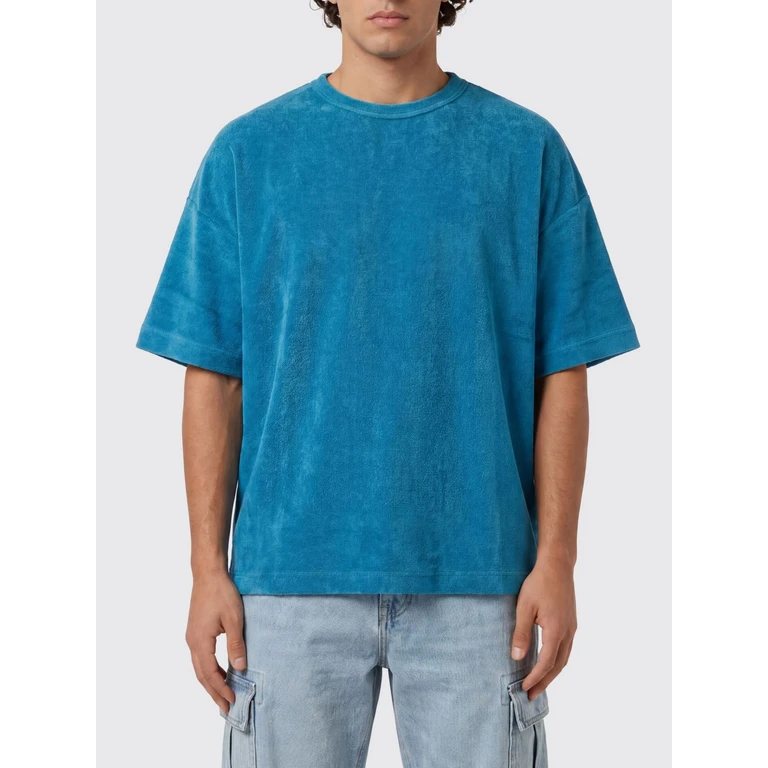 Relaxed Fit Crew Neck T-Shirt in Cotton-Blend Jersey (FONSBOXYFITAQUABLUES)
