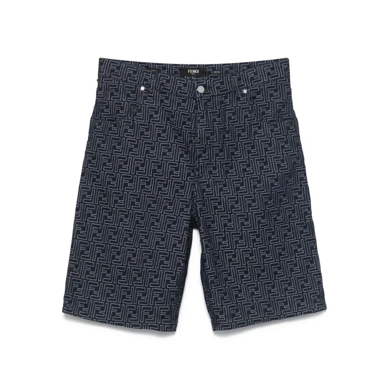 Bermuda in denim ricamato Indaco