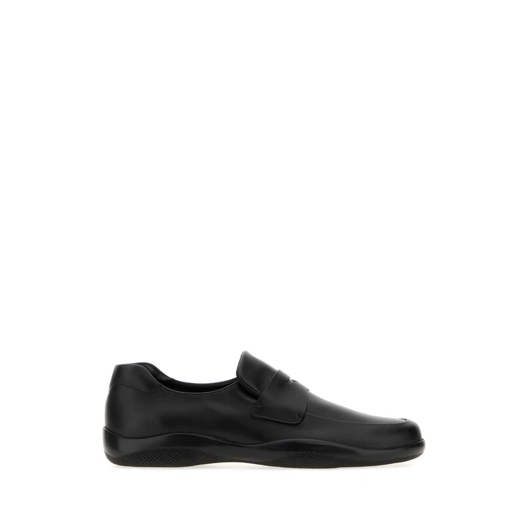 Prada Black Leather Toblach Loafers Nero Mocassini - Men