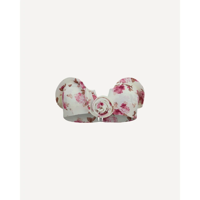 Sculptural floral-print bandeau Swim Top Female 38