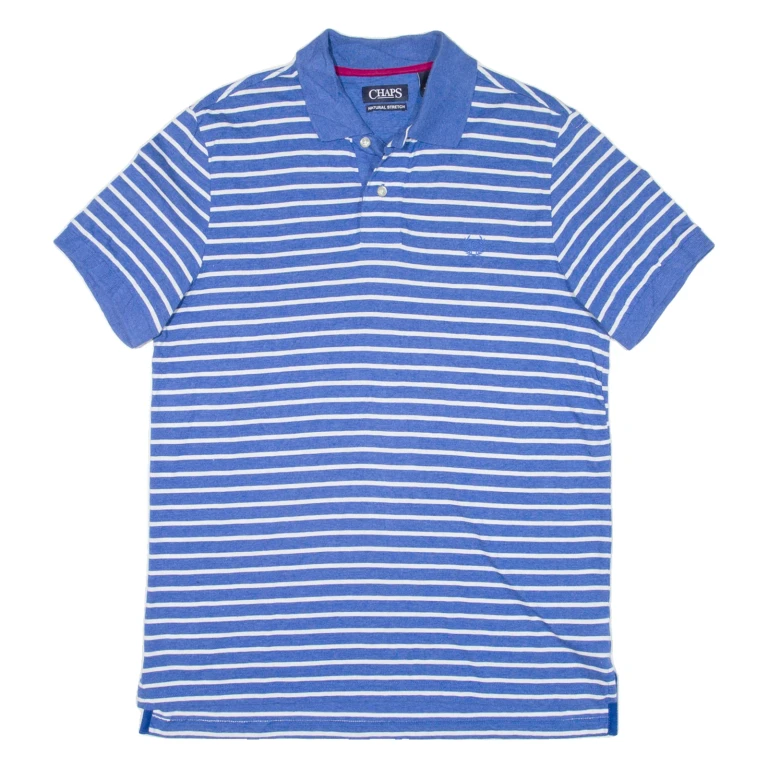 CHAPS Mens Polo Shirt Blue Striped M