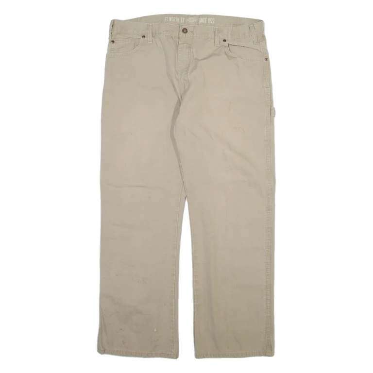 DICKIES Carpenter Mens Trousers Beige Relaxed Straight W36 L30