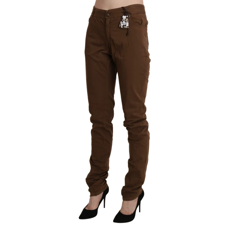 Ermanno Scervino Brown High Waist Skinny Trouser Cotton Pants - Women