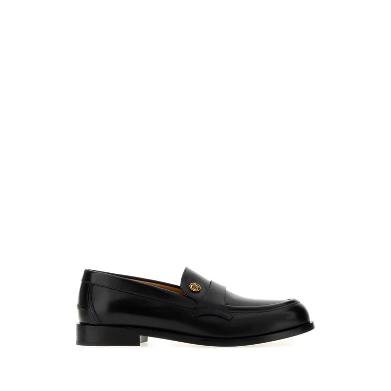 Versace Black Leather Loafers 1b55jblackgold82 Mocassini - Men