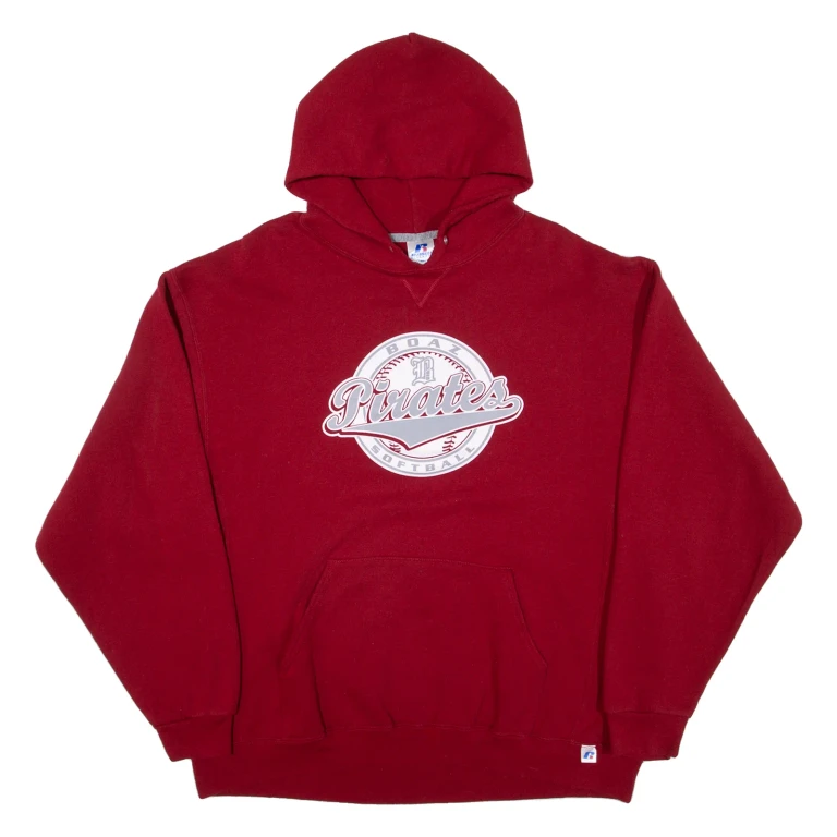 RUSSELL ATHLETIC Boaz Pirates Softball Mens Red Hoodie USA XL
