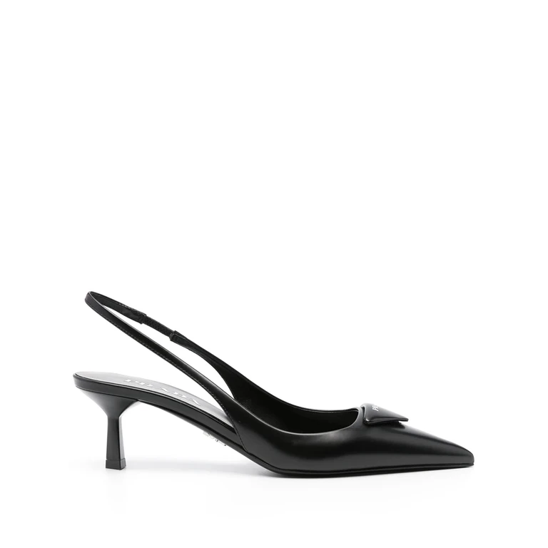 70mm Leather Slingback Pumps