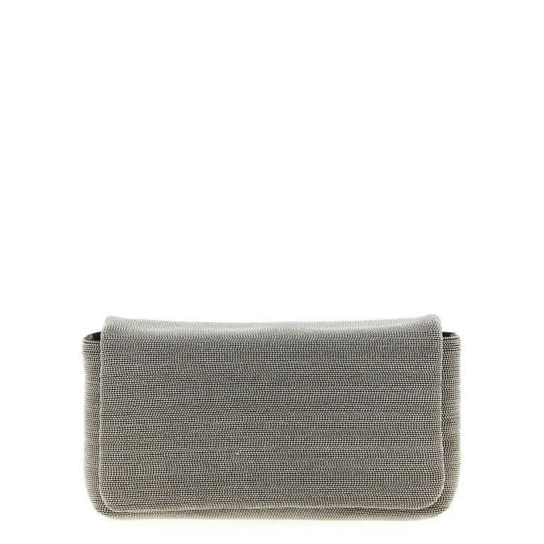 Brunello Cucinelli Silver Leather Clutch Bag - Women