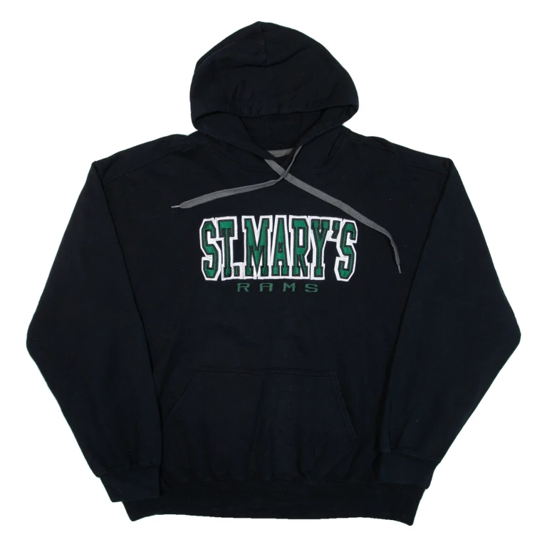 GILDAN St Mary's Rams Mens Black Hoodie USA XL