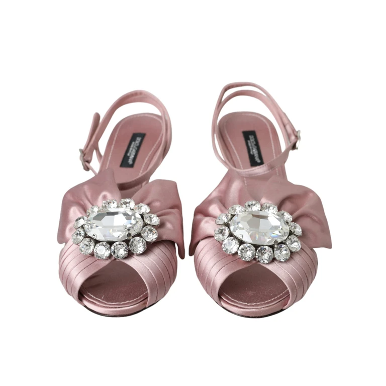 Dolce & Gabbana Pink Keira Crystal Heels Sandals Shoes Powder Silk - Women