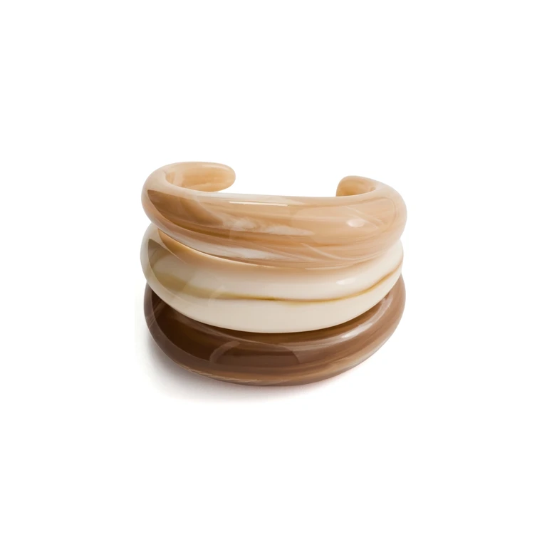 By Adina Eden Caramel Cream Resin Bangle Set Multi Color One Size