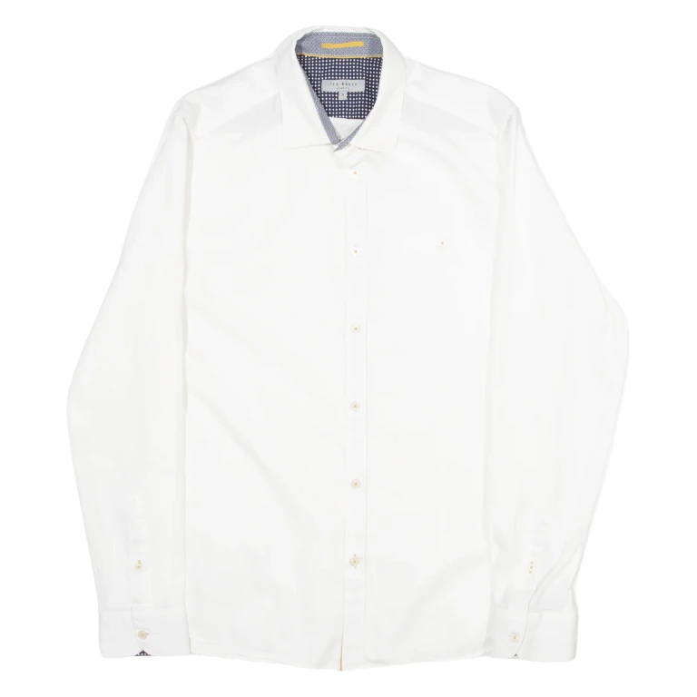 TED BAKER Mens Plain Shirt White Long Sleeve M