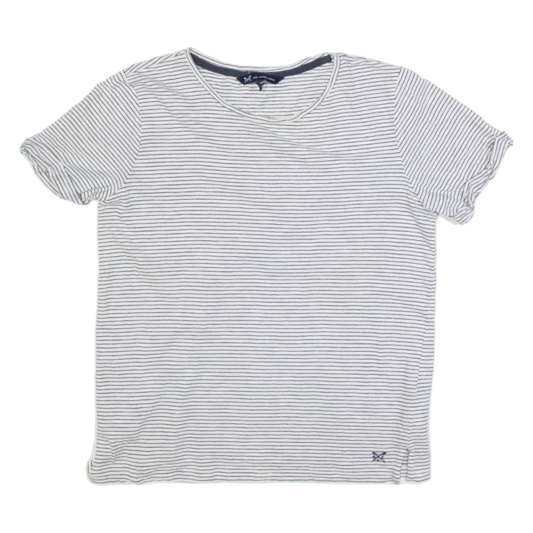 CREW CLOTHING Striped Womens T-Shirt White UK 12