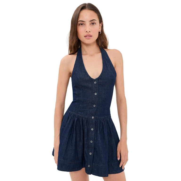 Free People Clean Break Denim Mini Dress Night Wash S