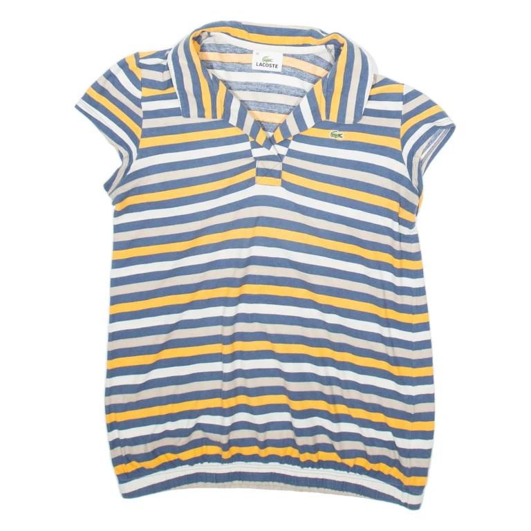 LACOSTE Womens Printed Blouse Blue Collared Striped M
