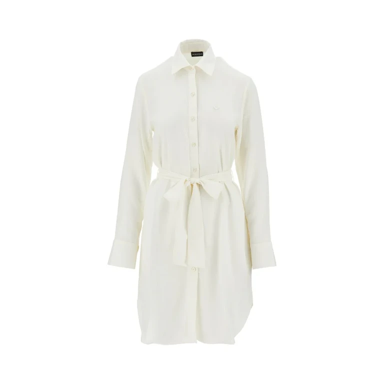 Linen-blend short shirt dress Woman S