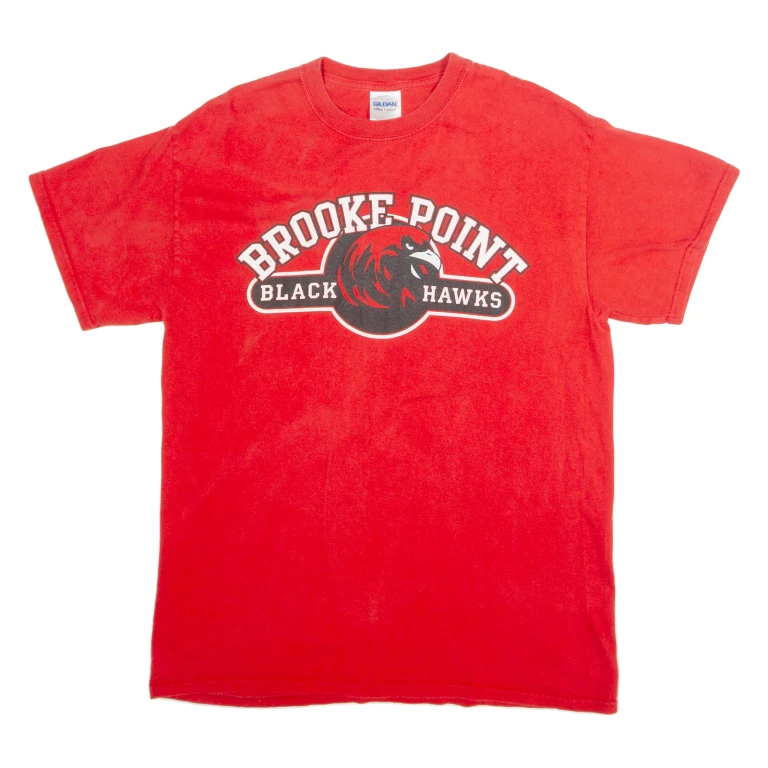 GILDAN Brooke Point Black Hawks Mens T-Shirt Red M