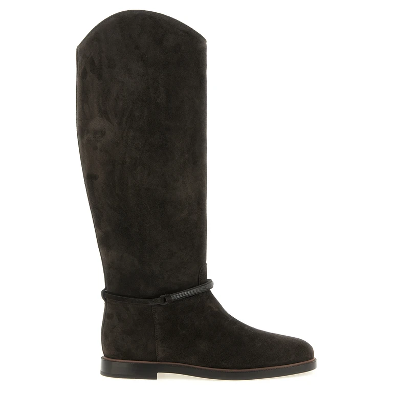 Black Calfskin Over The Knee Shoe - Women