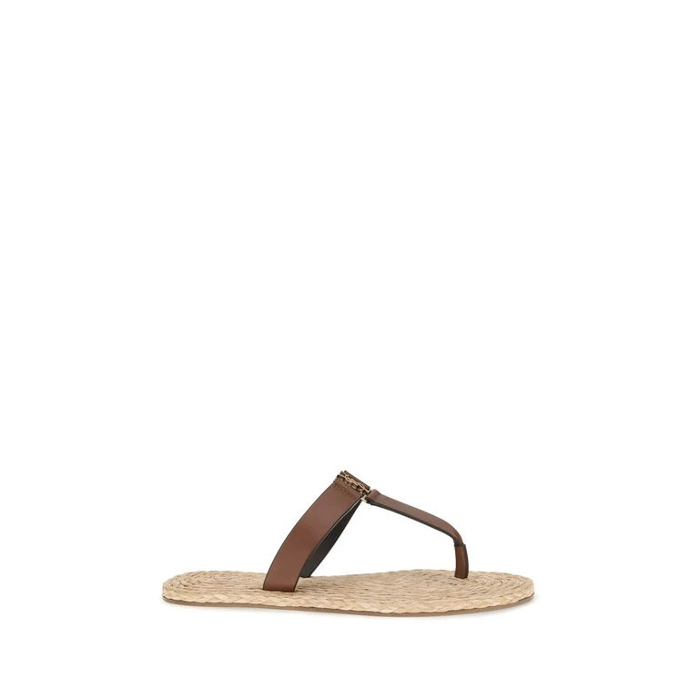 Saint Laurent Brown Calf Leather Bos Taurus Flat Sandals - Women