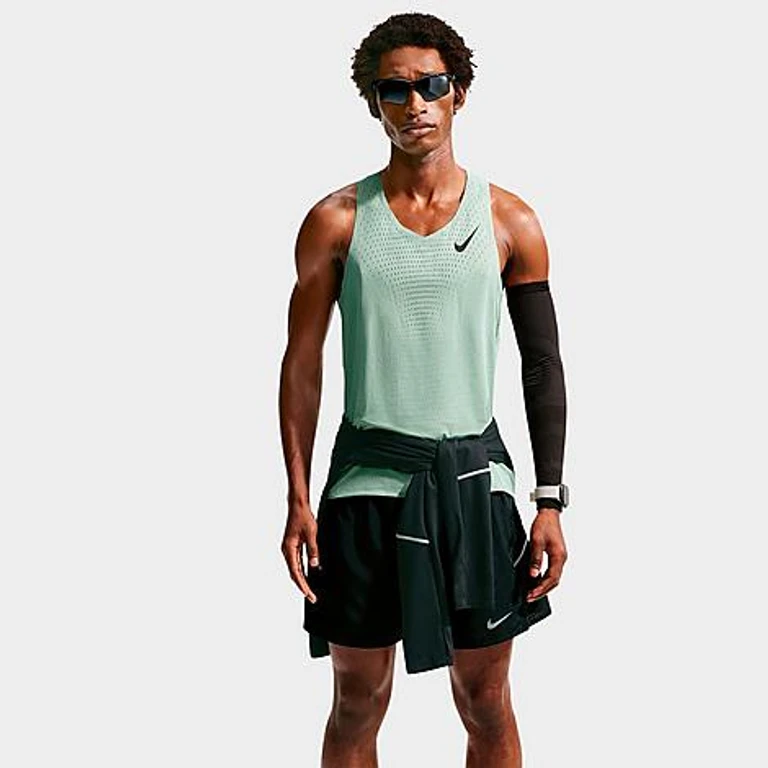 Nike Men's AeroSwift Dri-FIT ADV Running Tank Top in Steam/Black Size: Small