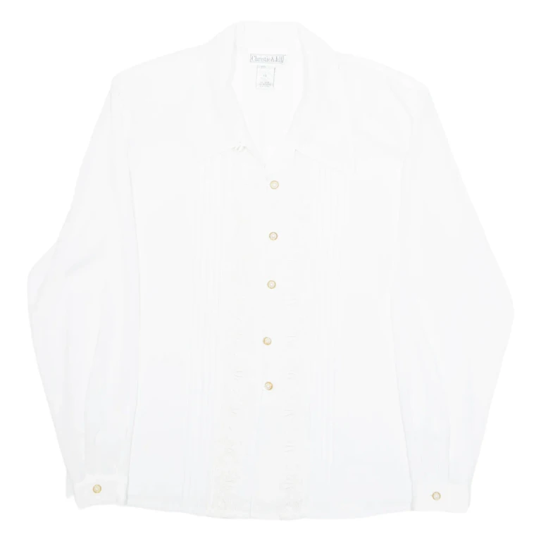 CHRISTIE & JILL Womens Blouse White Collared Long Sleeve M