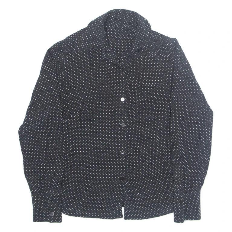 Womens Printed Shirt Black Collared Long Sleeve Spotted S