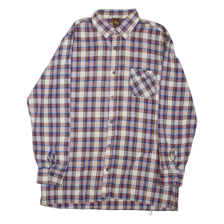 Mens Shirt Blue Check Long Sleeve L