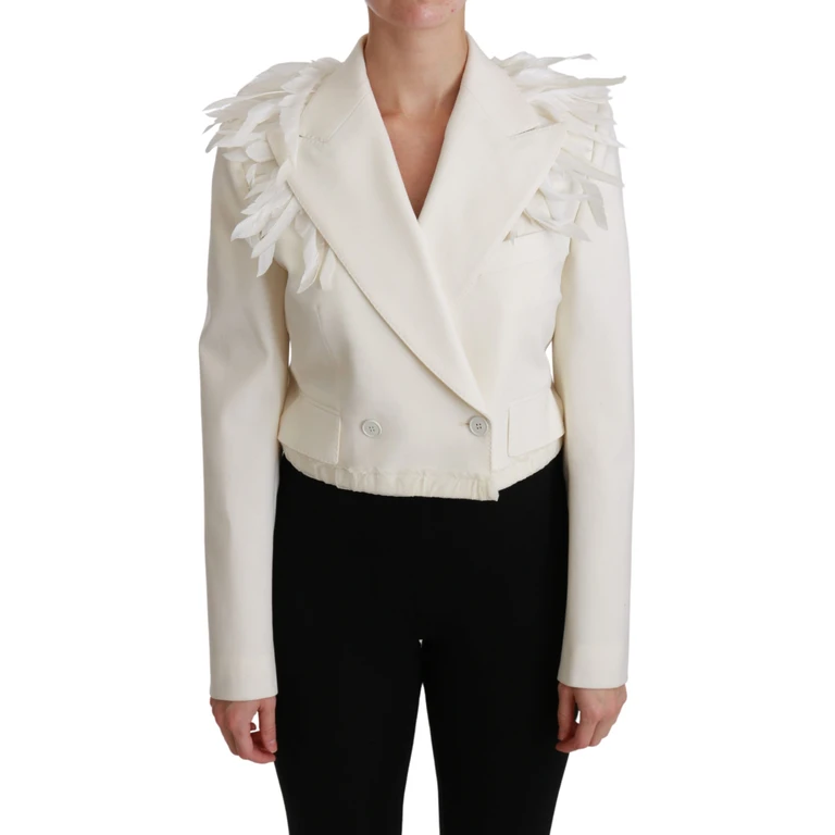 Dolce & Gabbana White Double Breasted Coat Wool Jacket Clothing - Women