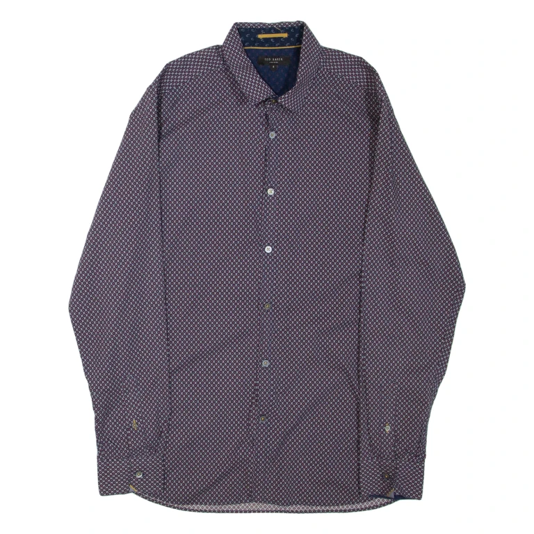 TED BAKER Mens Shirt Blue Geometric Long Sleeve M