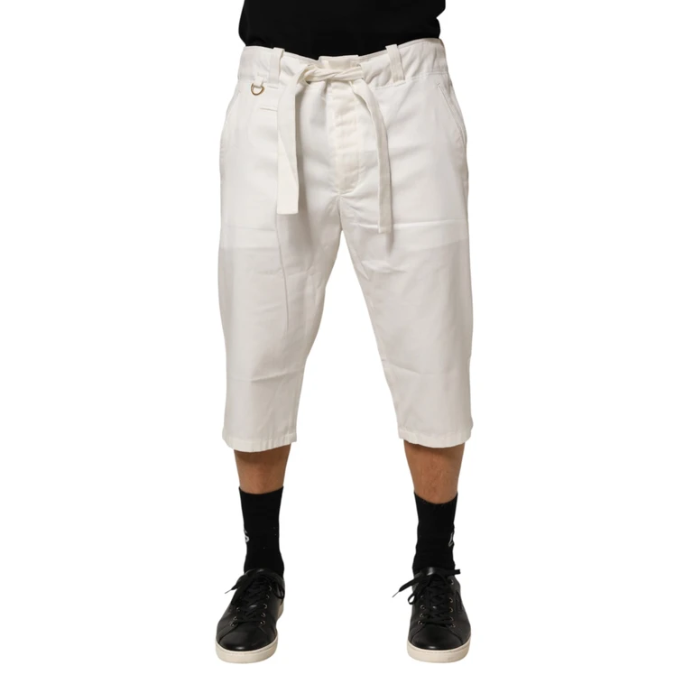 Dolce & Gabbana White Cotton Stretch Cropped Trouser Pants Co+01 - Men