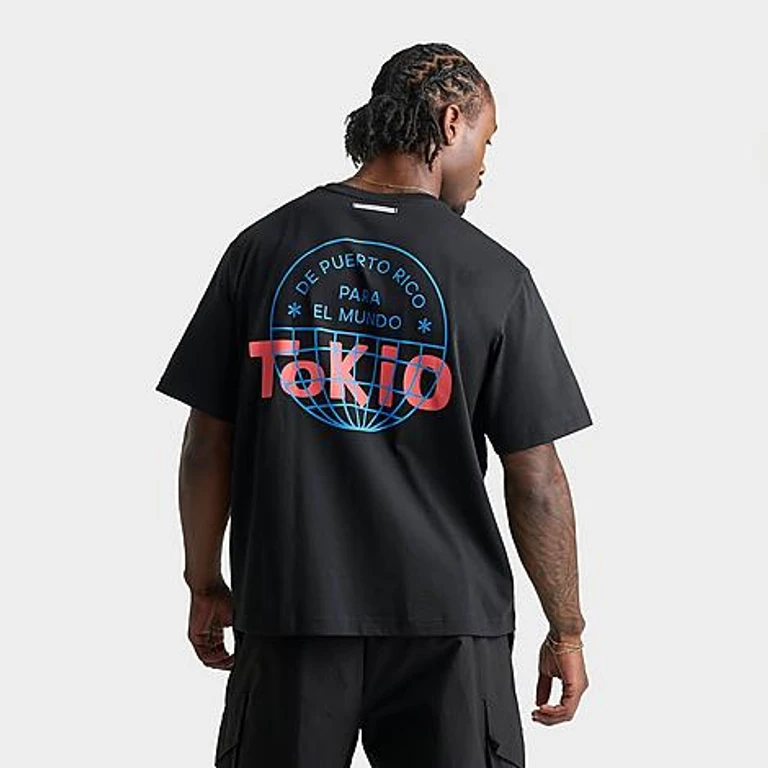 Men's Originals x Bad Bunny DTmF Tokyo Graphic Oversized Heavyweight T-Shirt in Black Size: Small