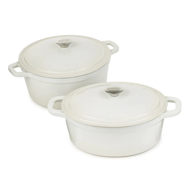 Neo 4pc Cast Iron Cookware Set, 5qt. & 7qt.,White