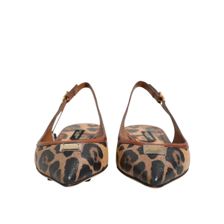 Dolce & Gabbana Brown Leopard Slingback Flats Sandals Shoes Co+pl+pu+10lf - Women
