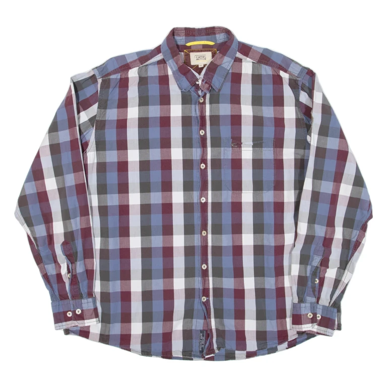 CAMEL ACTIVE Mens Shirt Blue Check Long Sleeve 2XL