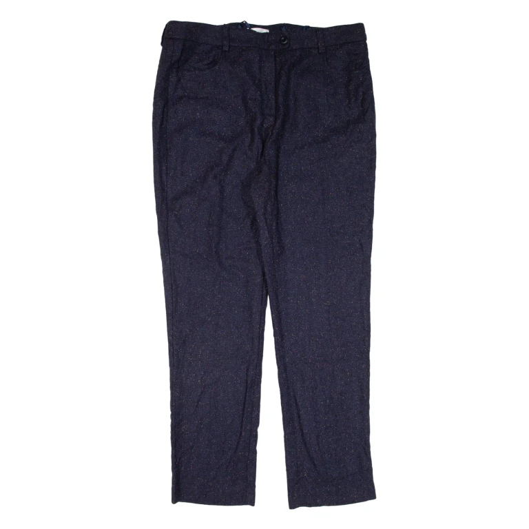 MONA Womens Knit Trousers Blue Regular Tapered Wool W34 L28