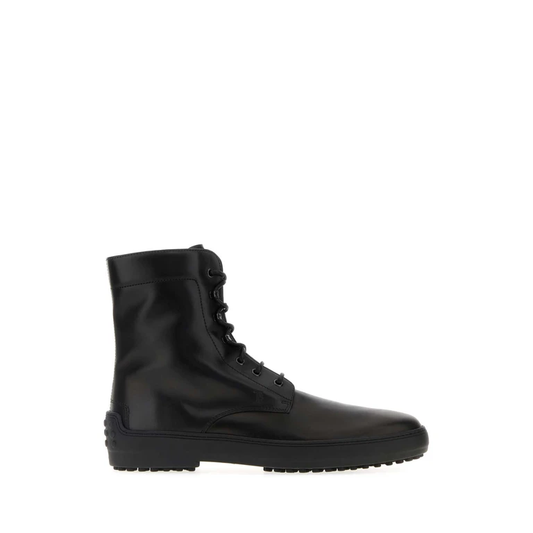 Tod's Black Leather Ankle Boots Nero Stivali - Men