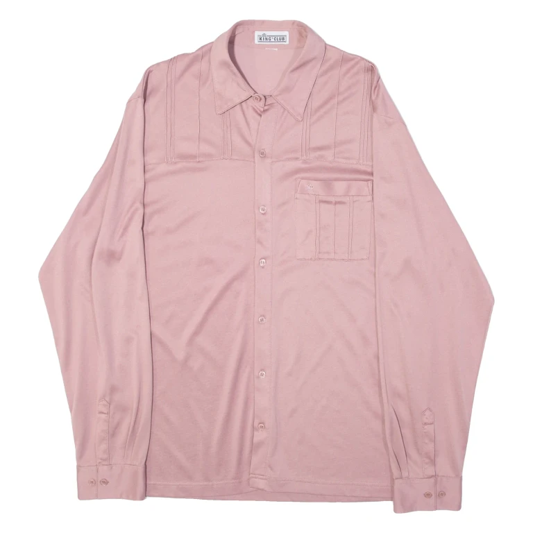 KINGS CLUB Mens Plain Shirt Pink Long Sleeve L