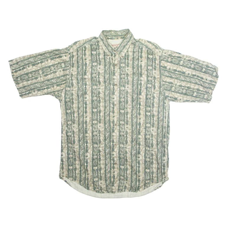 WOOLRICH Mens Shirt Green Crazy Pattern M