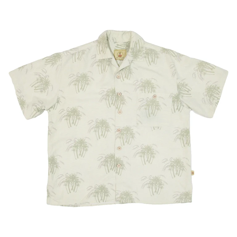 JOE MARLIN Mens Hawaiian Shirt Beige Floral M