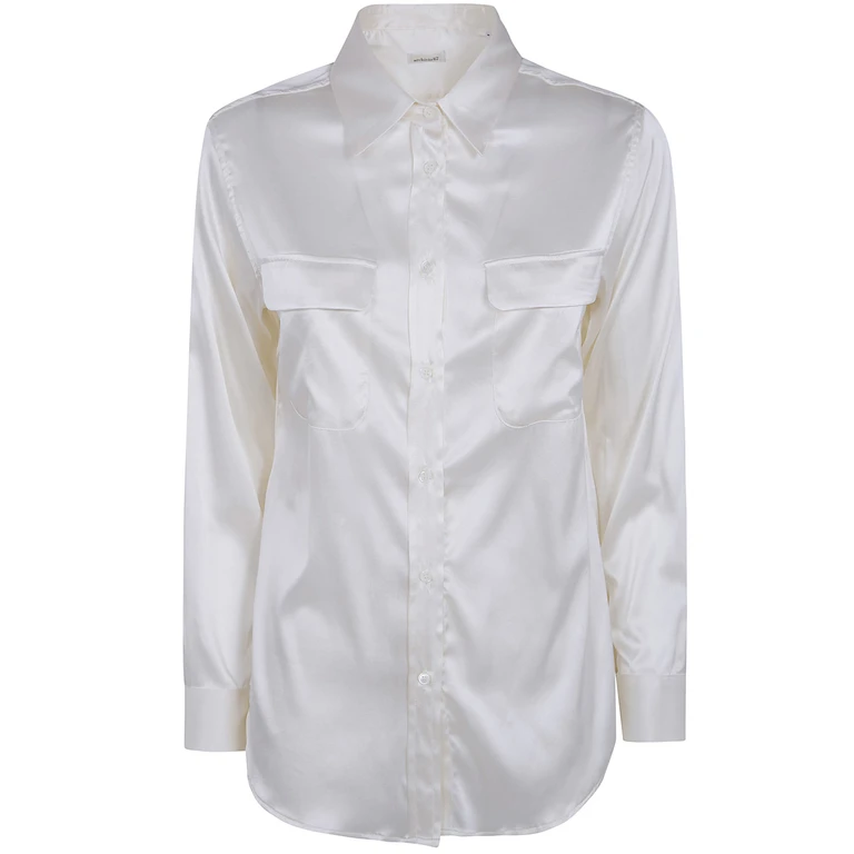 ARCHIVIO67 Long Sleeves Pockets Satin Stretch Shirt