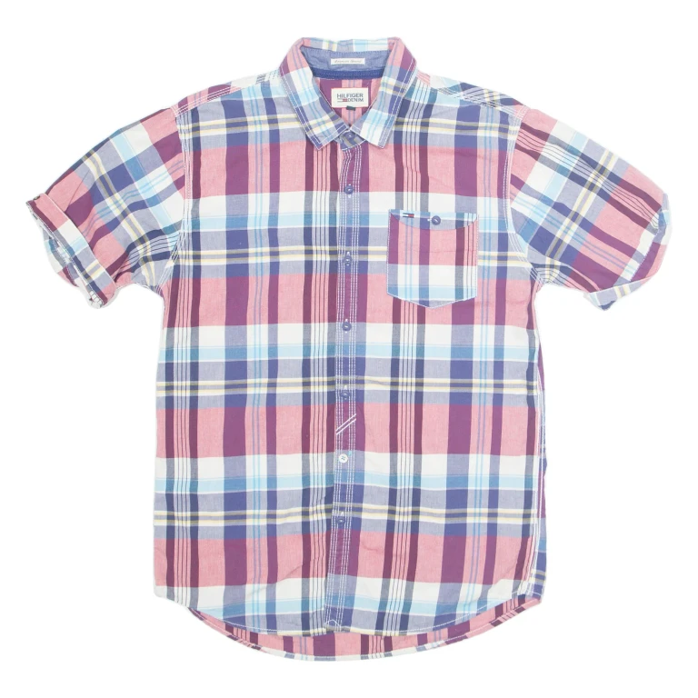 TOMMY HILFIGER Mens Shirt Blue Plaid M