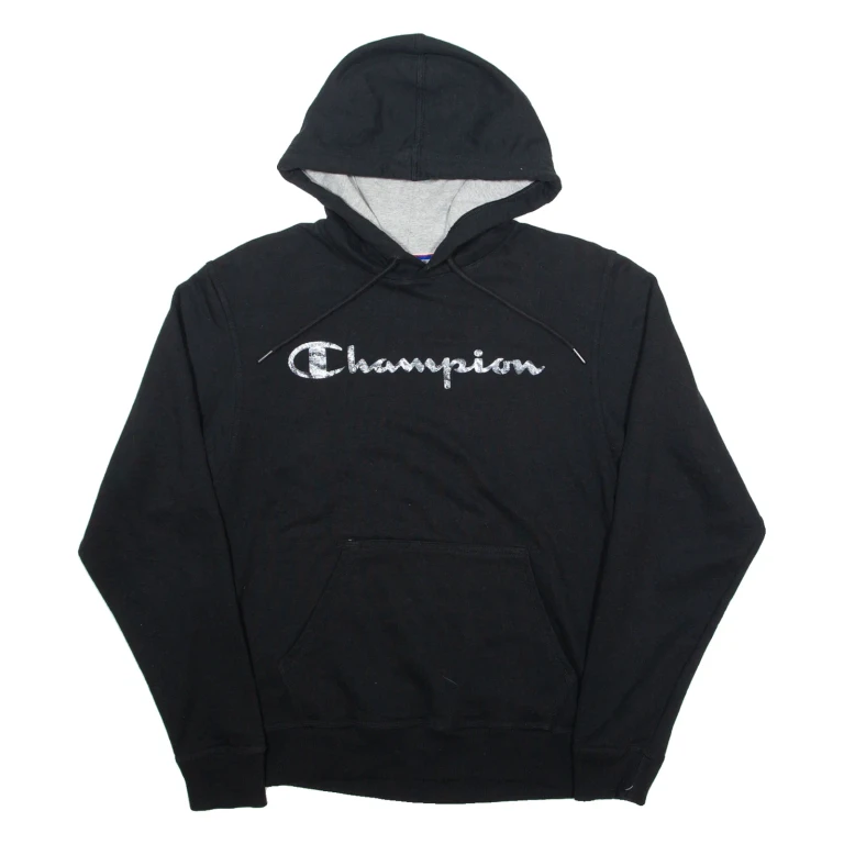 CHAMPION Mens Black Hoodie S