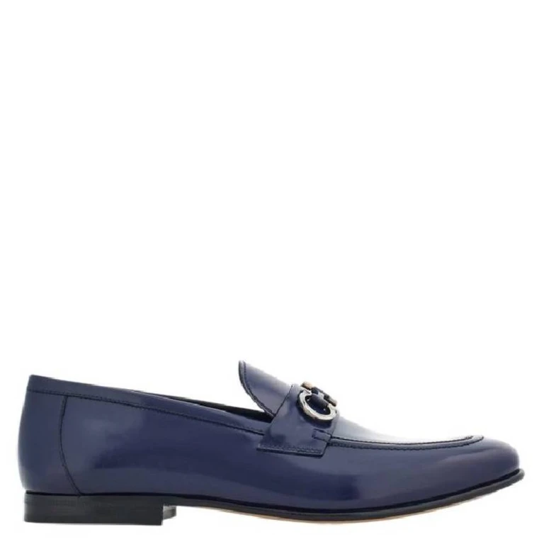 Ferragamo Gancini Plaque Leather Loafers, Size 9 E