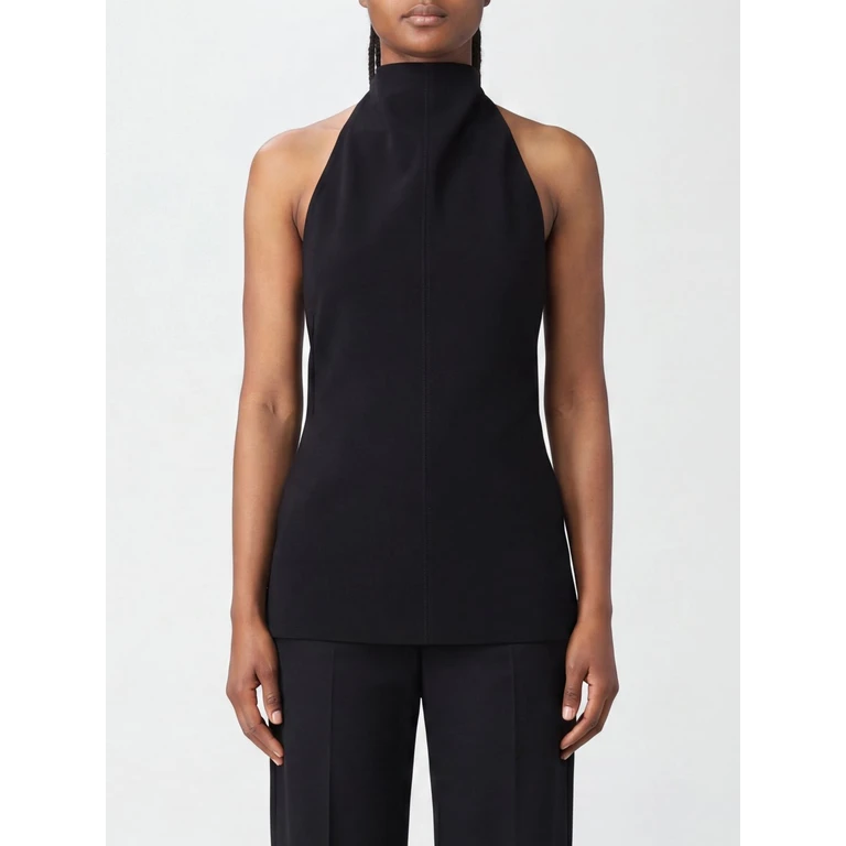 Off-the-Shoulder Halterneck Crêpe Turtleneck Top (24874114200)