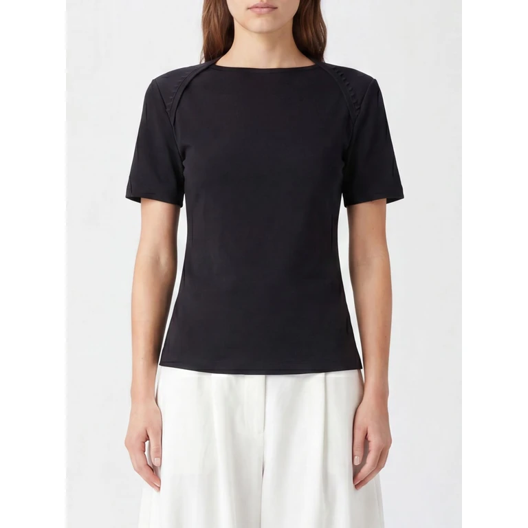 Clavela Slim Fit Cotton T-Shirt with Straight Neckline (26ETSW00568AJ00189990)