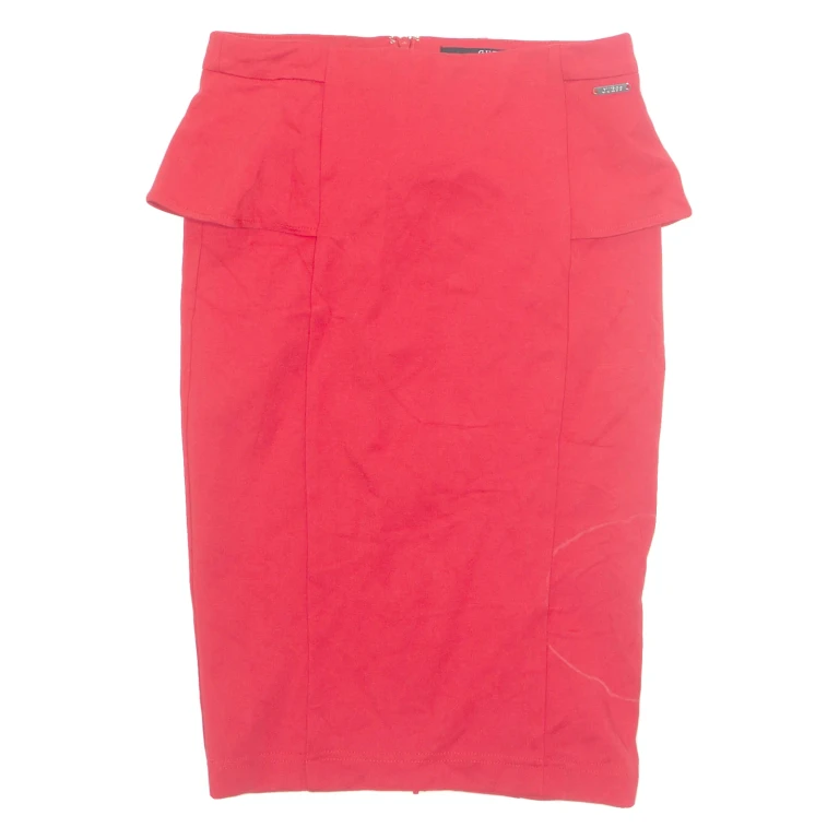 GUESS Womens Pencil Skirt Red Knee Length Viscose XS