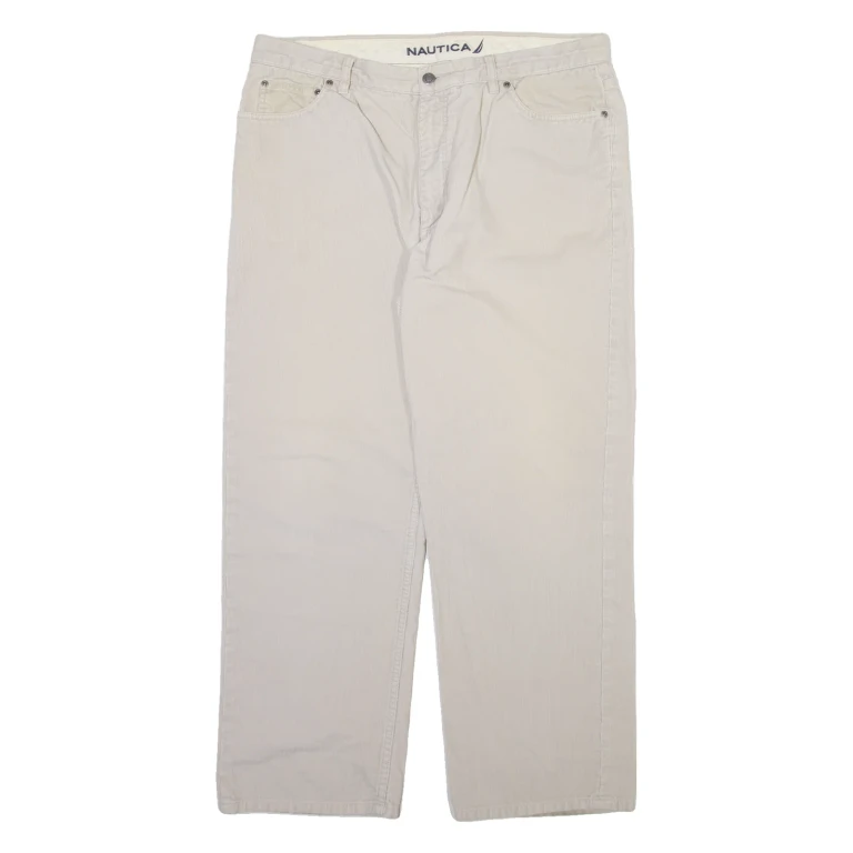 NAUTICA Mens Corduroy Trousers Cream Regular Straight W36 L30