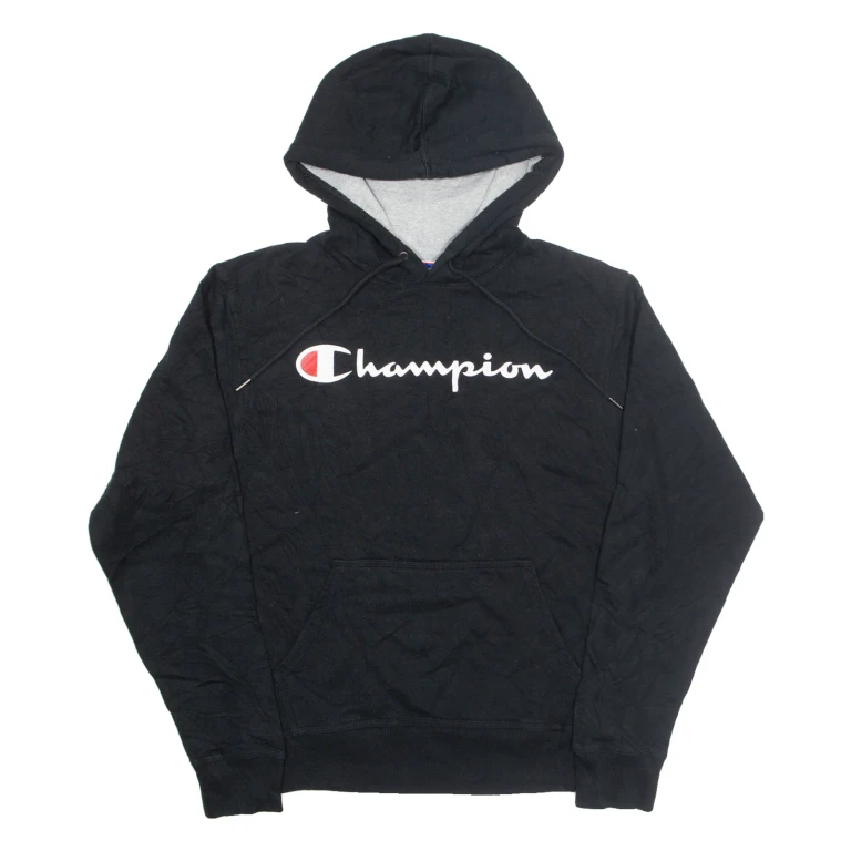 CHAMPION Mens Black Hoodie S