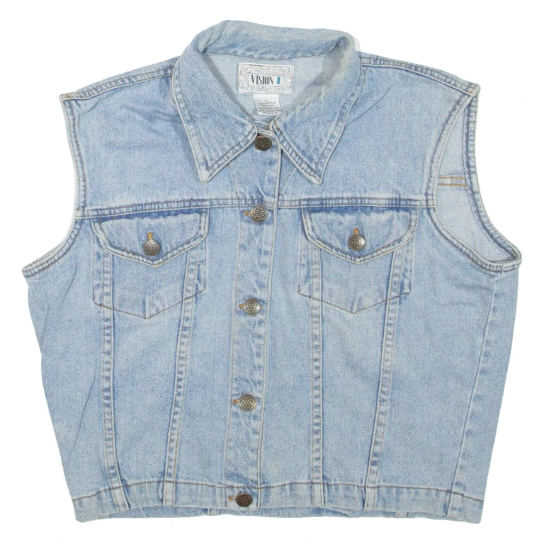 VISION Cropped Womens Denim Gilet Blue L